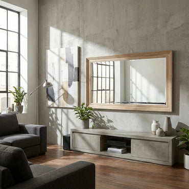 Luxury Lumi 150cm x 80cm Medium Washed Wood Stepped Frame Wall Mirror