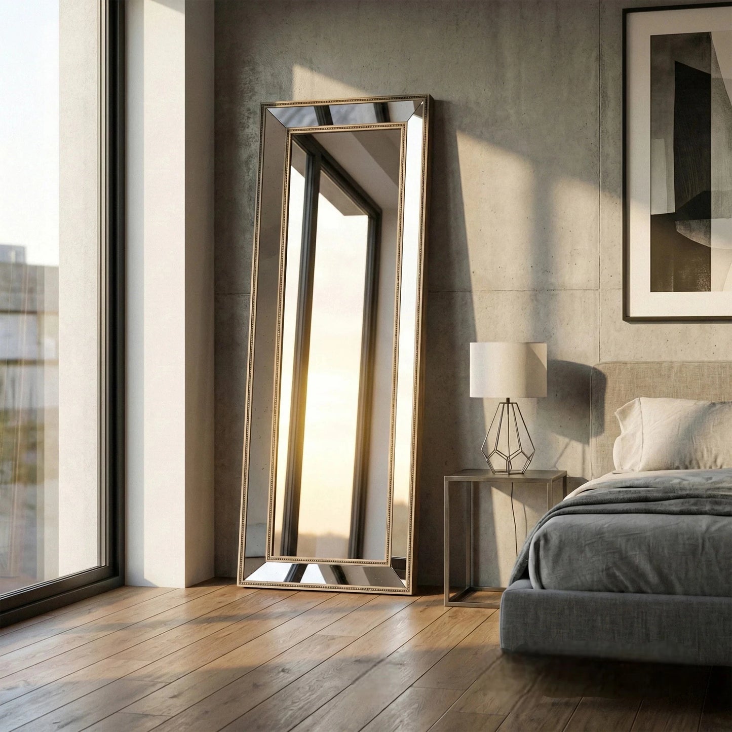Luxury Lumi 180cm Antique Gold Large Full Length Mirror With Distressed Glass