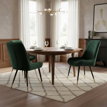 Luxury Lyder Plush Velvet Dining Chair With Cross Stitch Back And Scandinavian Black Metal Legs