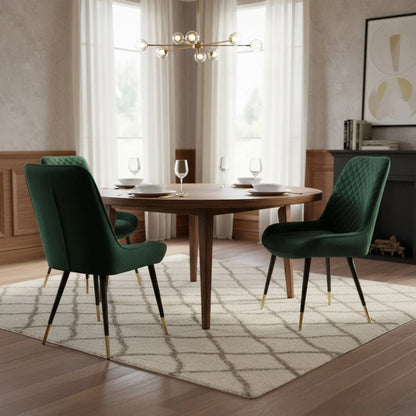 Luxury Lyder Plush Velvet Dining Chair With Cross Stitch Back And Scandinavian Black Metal Legs