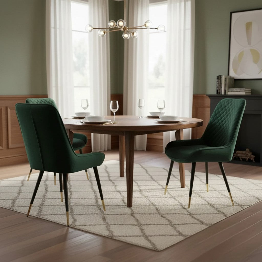 Luxury Lyder Plush Velvet Dining Chair With Cross Stitch Back And Scandinavian Black Metal Legs