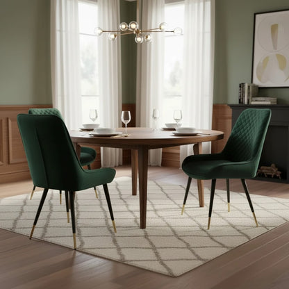 Luxury Lyder Plush Velvet Dining Chair With Cross Stitch Back And Scandinavian Black Metal Legs