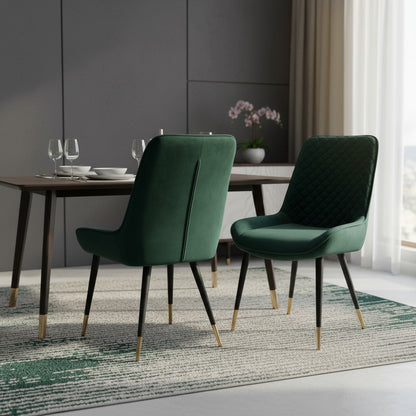 Luxury Lyder Plush Velvet Dining Chair With Cross Stitch Back And Scandinavian Black Metal Legs