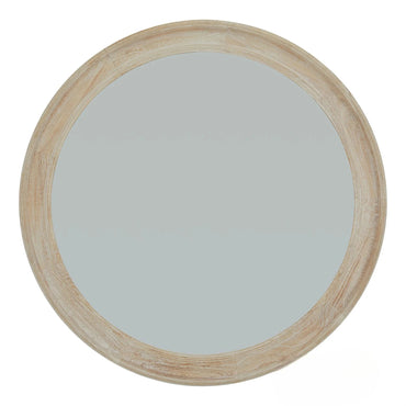 Luxury Orel 120cm Large Washed Wood Round Wall Mirror in Antique White