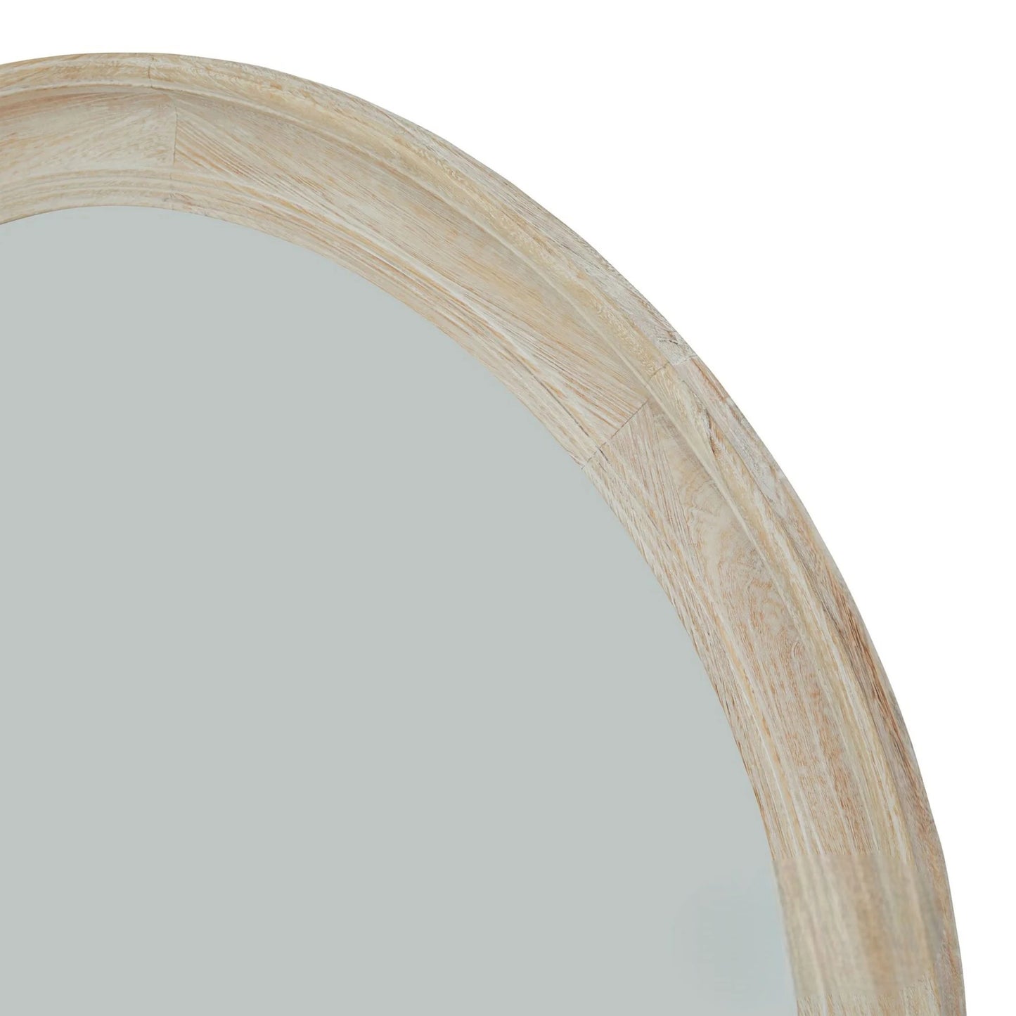 Luxury Orel 120cm Large Washed Wood Round Wall Mirror in Antique White