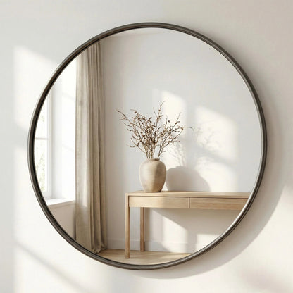 Luxury Orel 125cm Large Circular Statement Wall Mirror in Silver Foil
