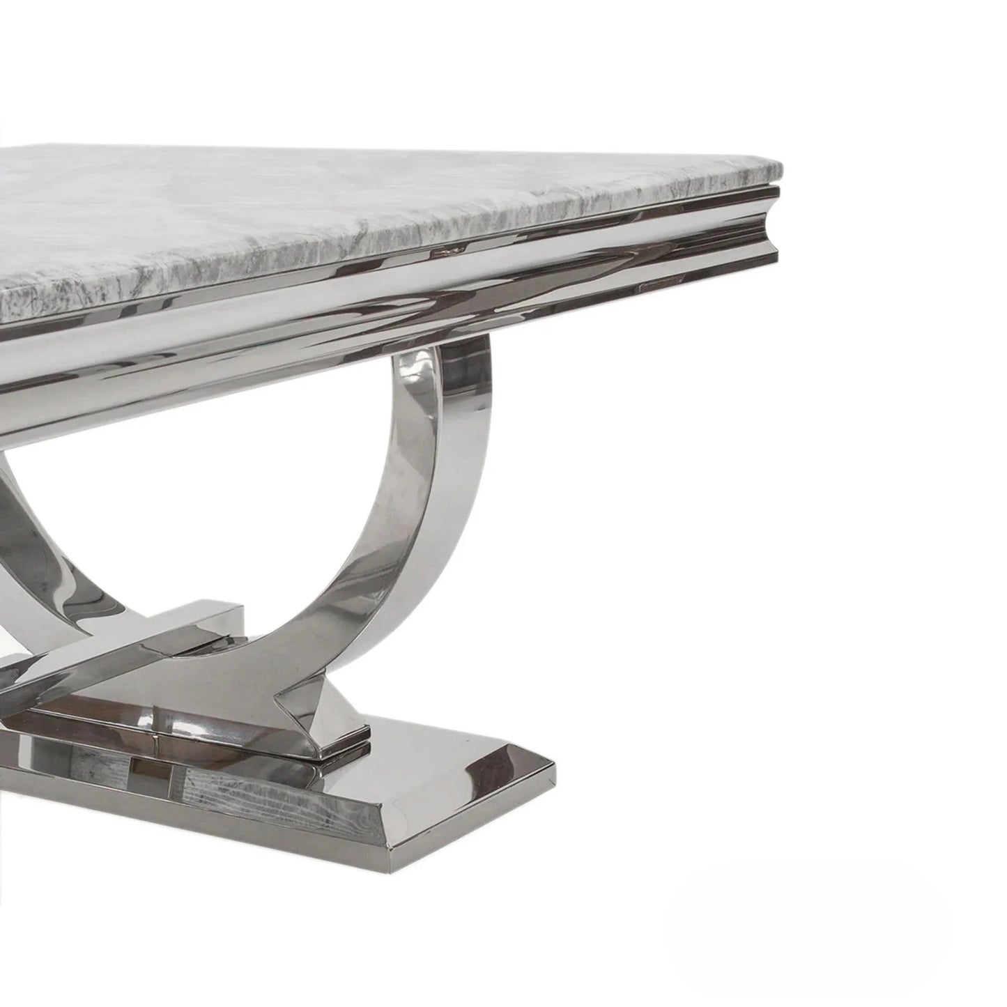 Luxury Orvar 130cm Chrome Coffee Table With Light Grey Marble Top And Ring Stand