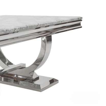 Luxury Orvar 130cm Chrome Coffee Table With Light Grey Marble Top And Ring Stand