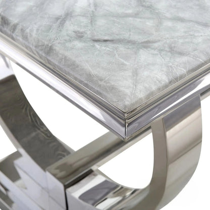 Luxury Orvar 130cm Chrome Coffee Table With Light Grey Marble Top And Ring Stand