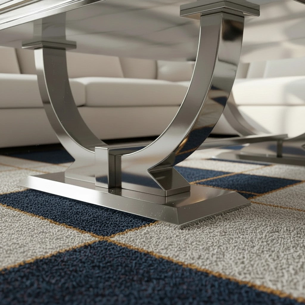 Luxury Orvar 130cm Chrome Coffee Table With White Marble Top And Ring Stand