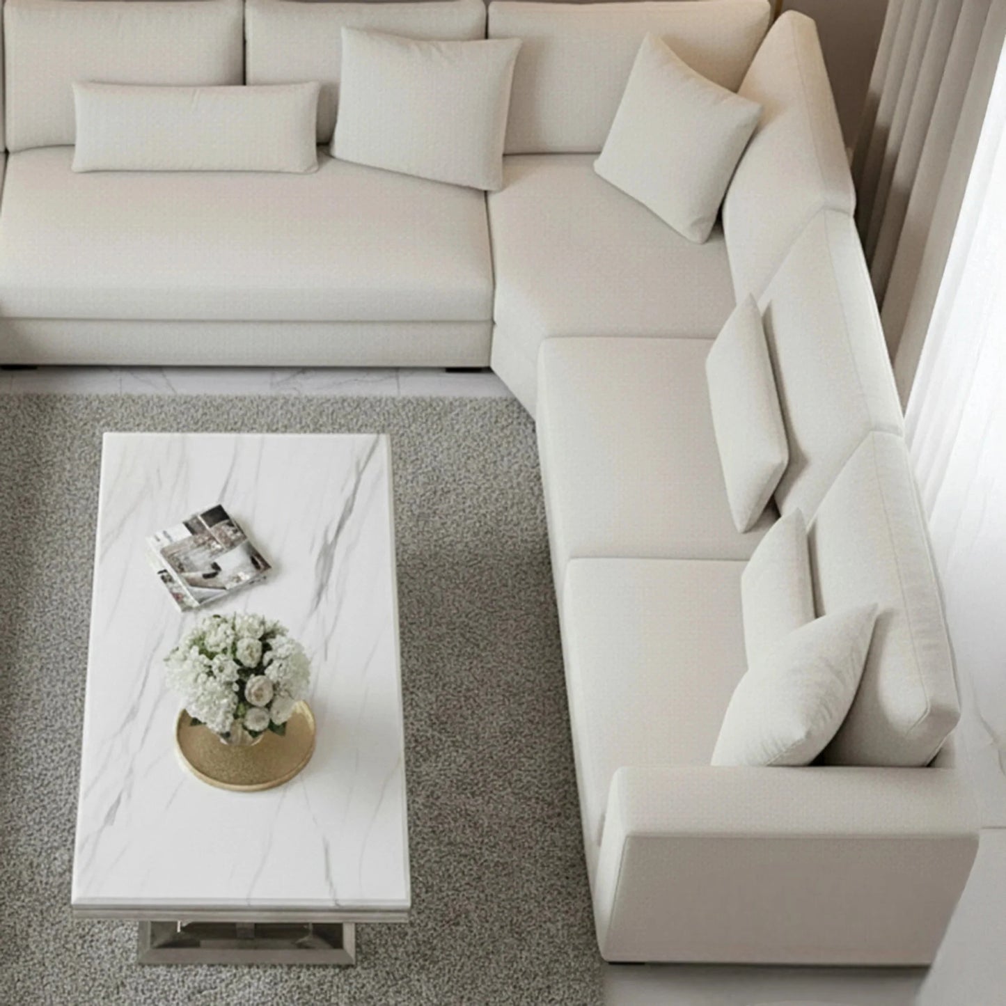 Luxury Orvar 130cm Chrome Coffee Table With White Marble Top And Ring Stand