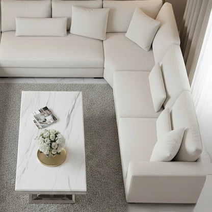 Luxury Orvar 130cm Chrome Coffee Table With White Marble Top And Ring Stand