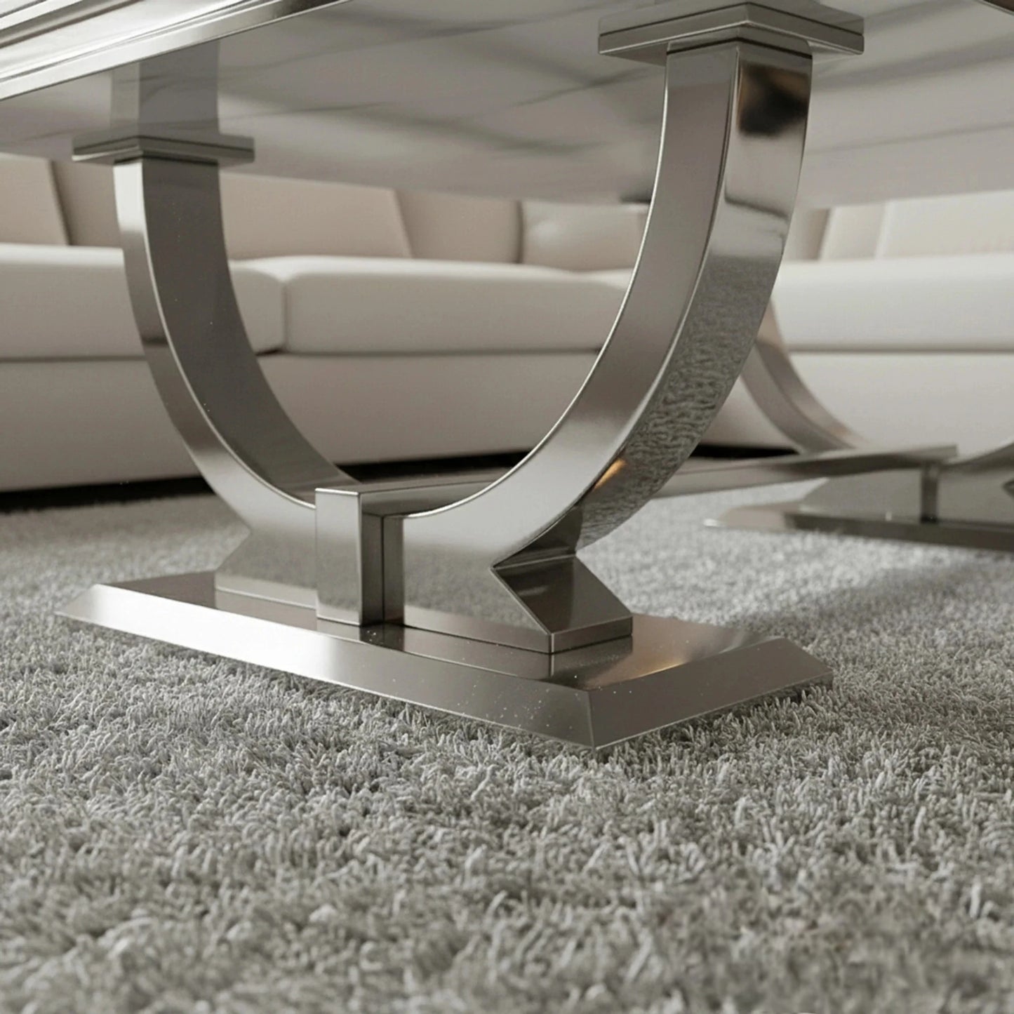 Luxury Orvar 130cm Chrome Coffee Table With White Marble Top And Ring Stand