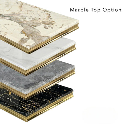 Luxury Lorens Gold 180cm Marble Dining Table With 4-Legs Base