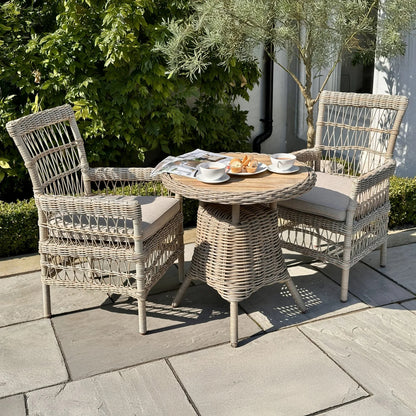 Luxury Provence Outdoor Dining Chair In Beige Rattan Provence Collection With Olefin Cushion
