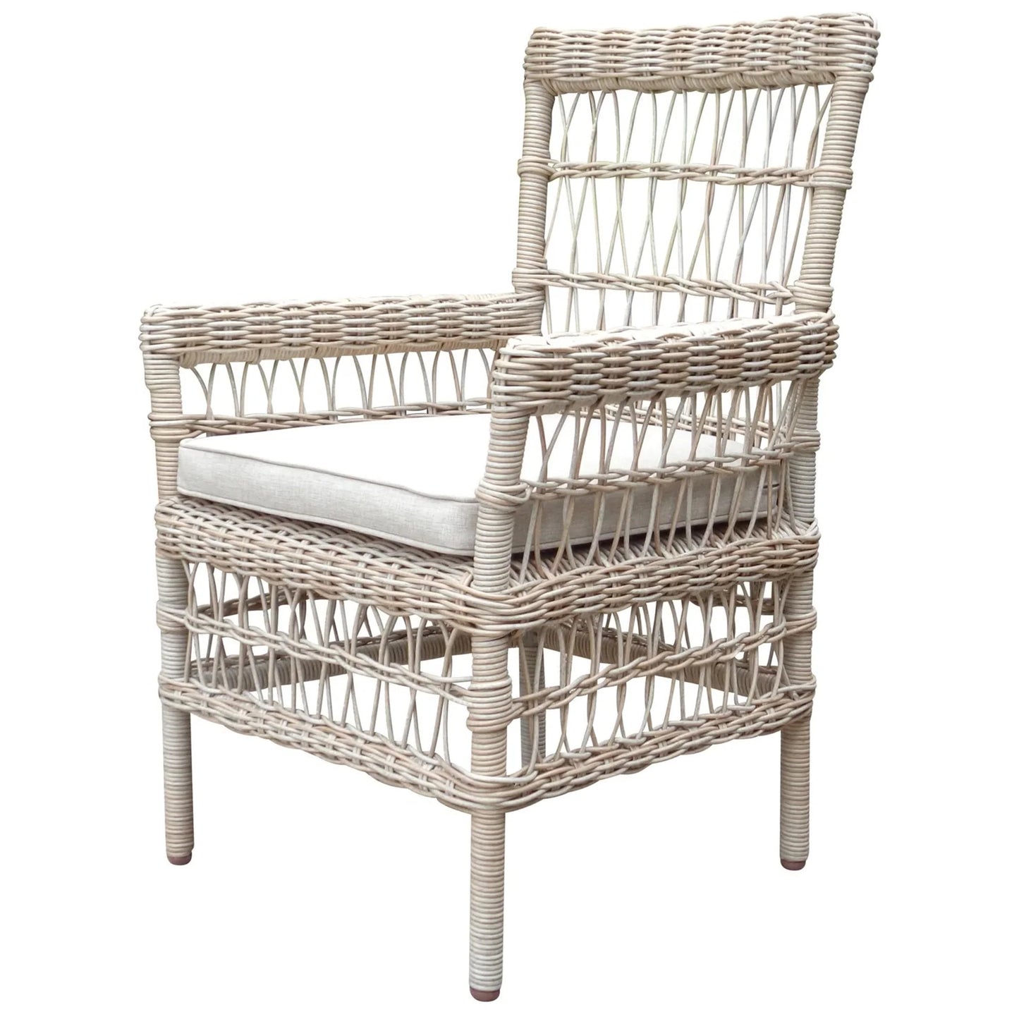 Luxury Provence Outdoor Rattan Dining Set 6 Seater With Glass Top Table And Olefin Cushions