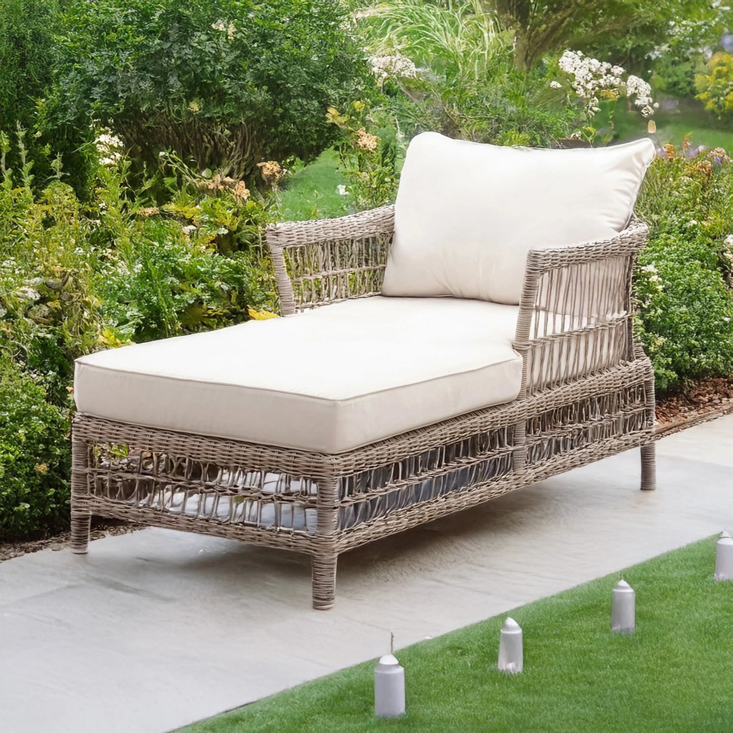 Luxury Provence Outdoor Sun Lounger Set With 2 Rattan Loungers And Acacia Side Table