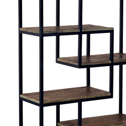 Luxury Tall Industrial Metal 203cm Room Divider Shelf Unit With 6-Tier Open Display Shelving