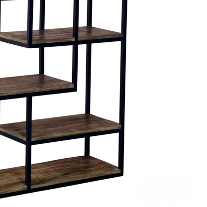 Luxury Tall Industrial Metal 203cm Room Divider Shelf Unit With 6-Tier Open Display Shelving