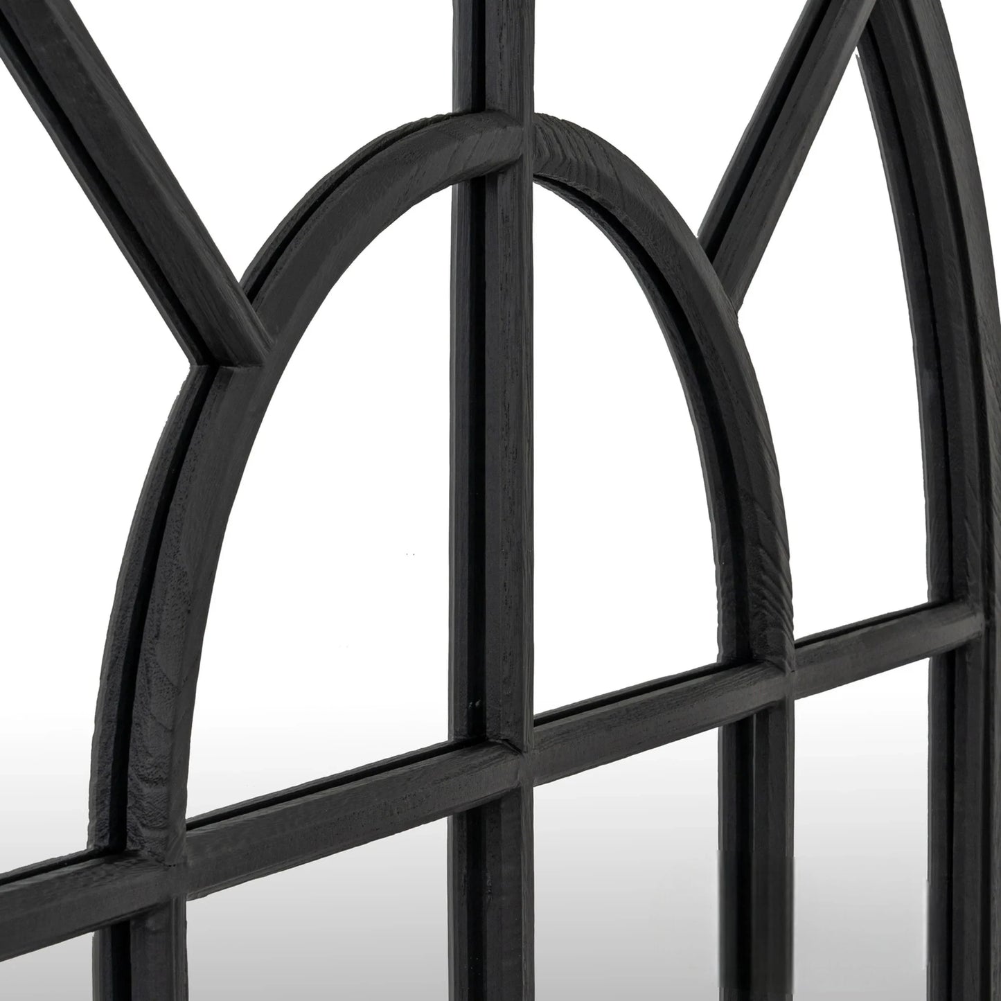 Luxury Torin 135cm Black Wood Arched Window Wall Mirror