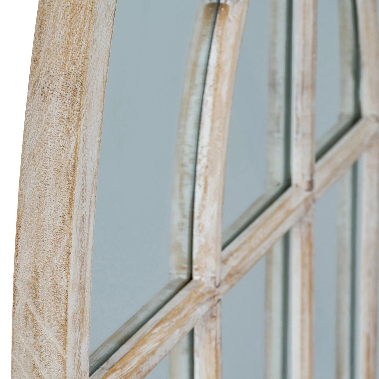 Luxury Torin 135cm Rustic Washed Wood Arched Window Wall Mirror