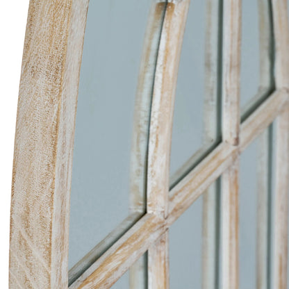 Luxury Torin 135cm Rustic Washed Wood Arched Window Wall Mirror
