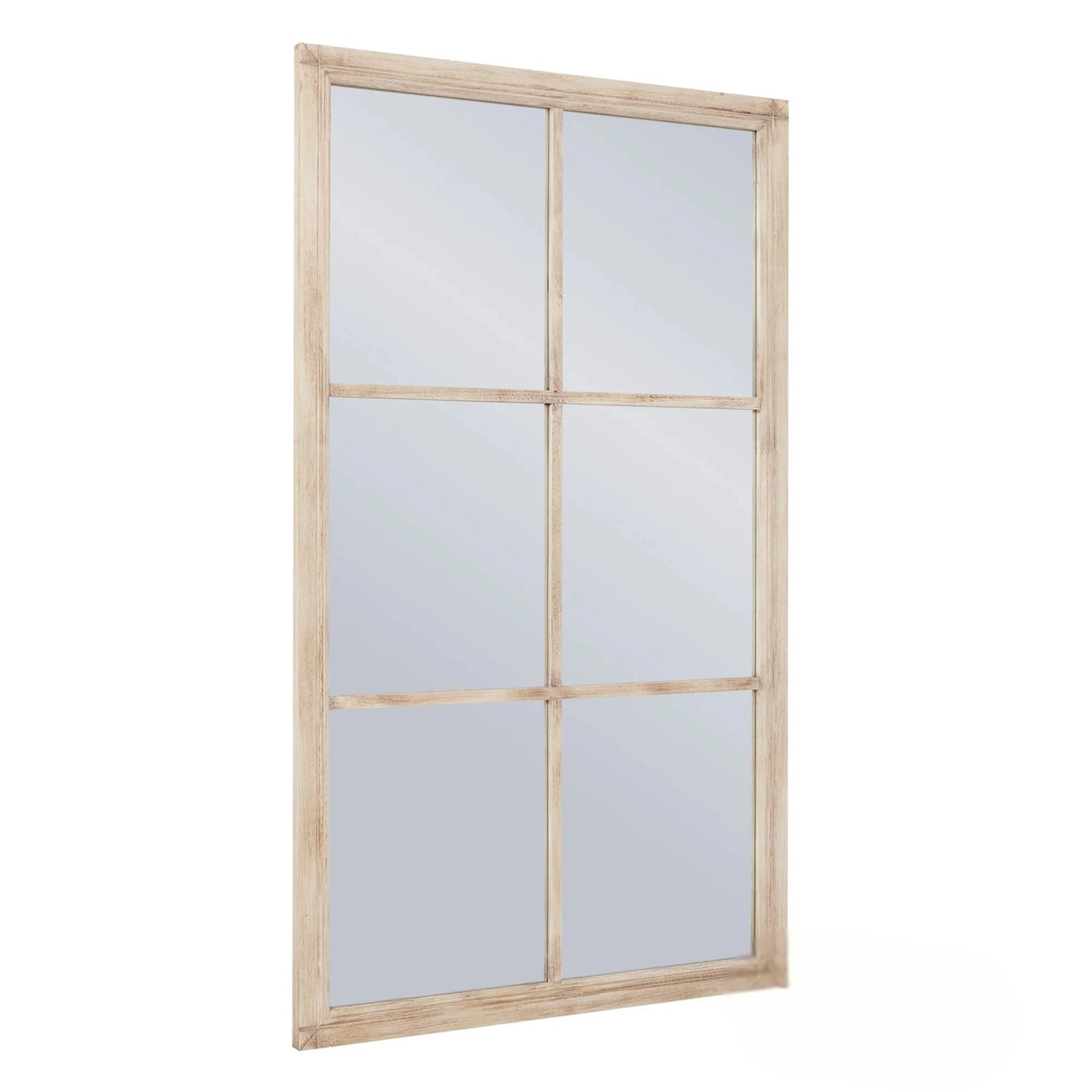 Luxury Torin 150cm Rustic Washed Wood Large Window Wall Mirror