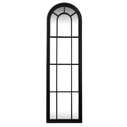 Luxury Torin 170cm Black Wood Tall Arched Window Wall Mirror