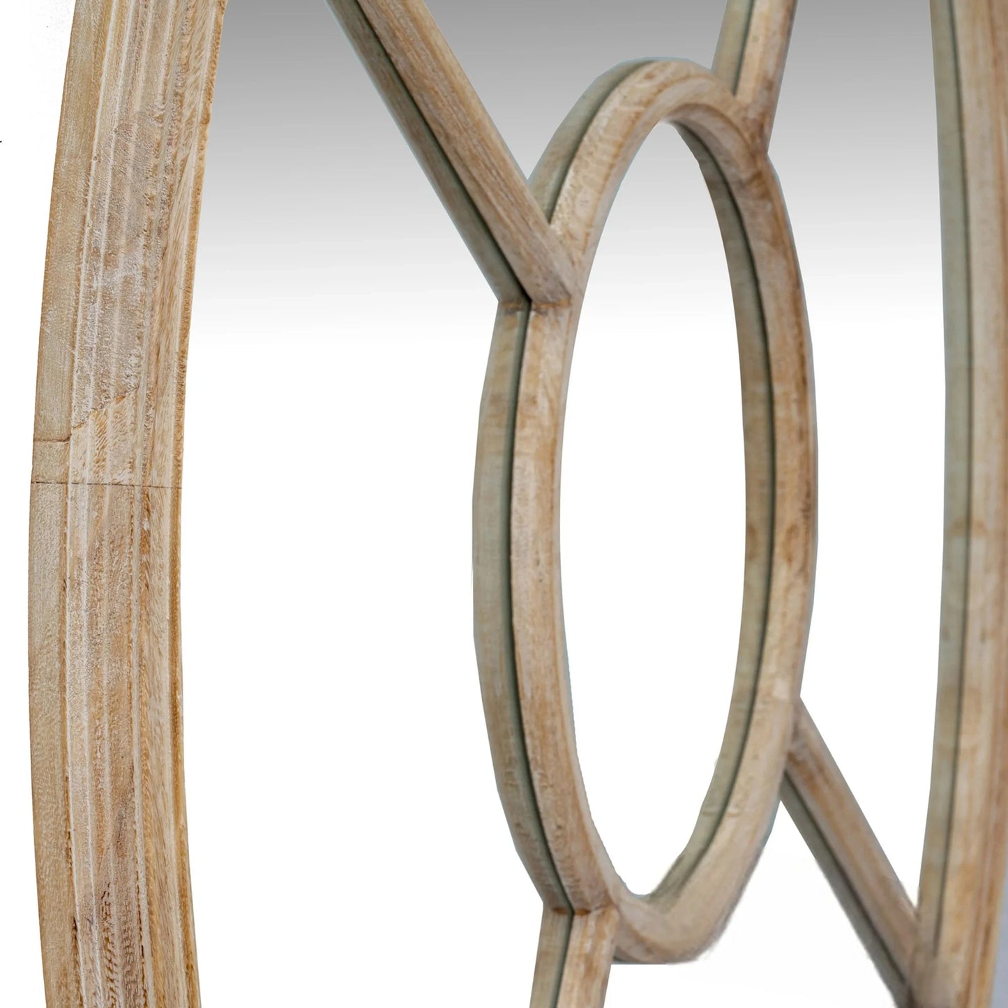 Luxury Torin 100cm Round Washed Wood Architectural Window Wall Mirror