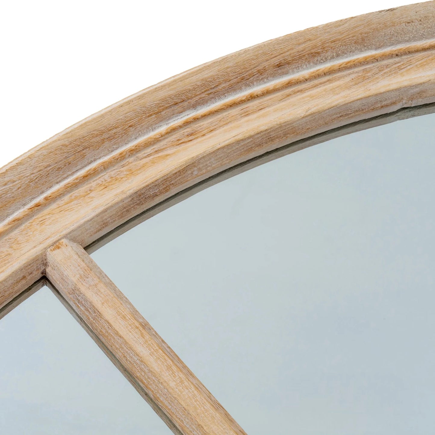 Luxury Torin 100cm Round Washed Wood Architectural Window Wall Mirror