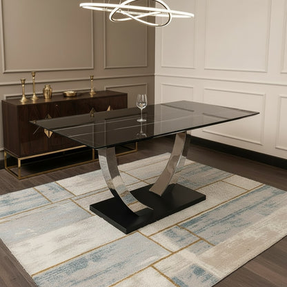 Luxury Valdemar 1.6m Black Sintered Stone Dining Set Chrome Pedestal Base With Folke Tan Leather Chairs