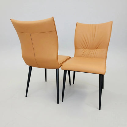 Luxury Valdemar 1.6m Black Sintered Stone Dining Set Chrome Pedestal Base With Folke Tan Leather Chairs
