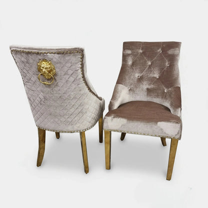 Luxury Vittoria 1.8m Slimline Gold Dining Set White Sintered Stone Table With Henrik Velvet Chairs