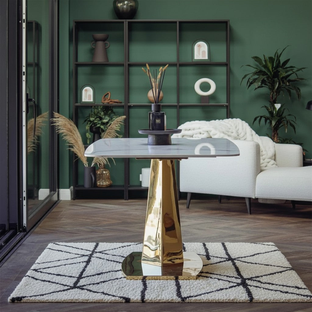 Luxury Vittoria 180cm Slimline Sintered Stone Dining Table With V-Shaped Pedestal Base