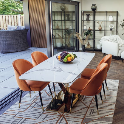 Luxury Vittoria 180cm Slimline Sintered Stone Dining Table With V-Shaped Pedestal Base