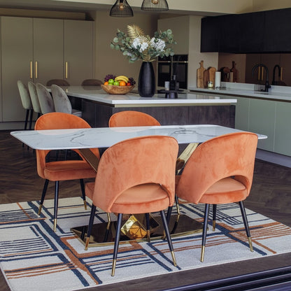 Luxury Vittoria 180cm Slimline Sintered Stone Dining Table With V-Shaped Pedestal Base