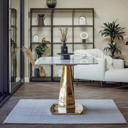 Luxury Vittoria 180cm Slimline Sintered Stone Dining Table With V-Shaped Pedestal Base