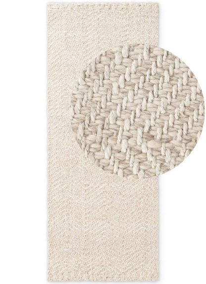 Majoli Natural White Herringbone Wool & Jute Rug