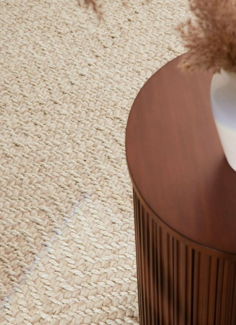 Majoli Natural White Herringbone Wool & Jute Rug