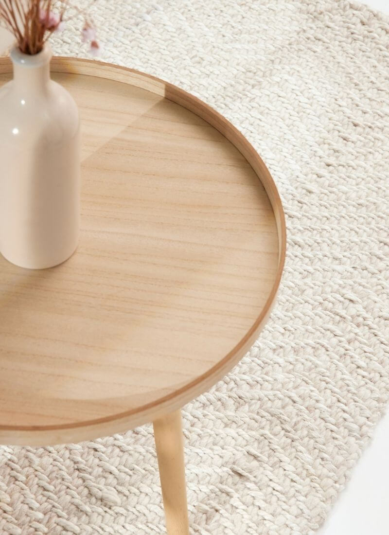 Majoli Natural White Herringbone Wool & Jute Rug