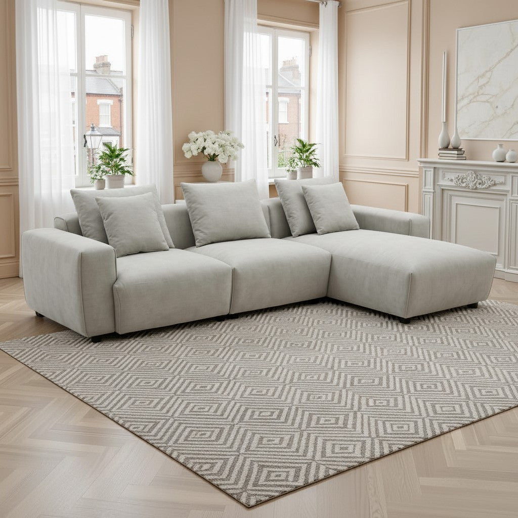 Malibu Beige Fabric Universal L-Shape Corner Sofa