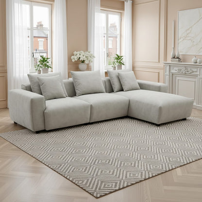 Malibu Beige Fabric Universal L-Shape Corner Sofa