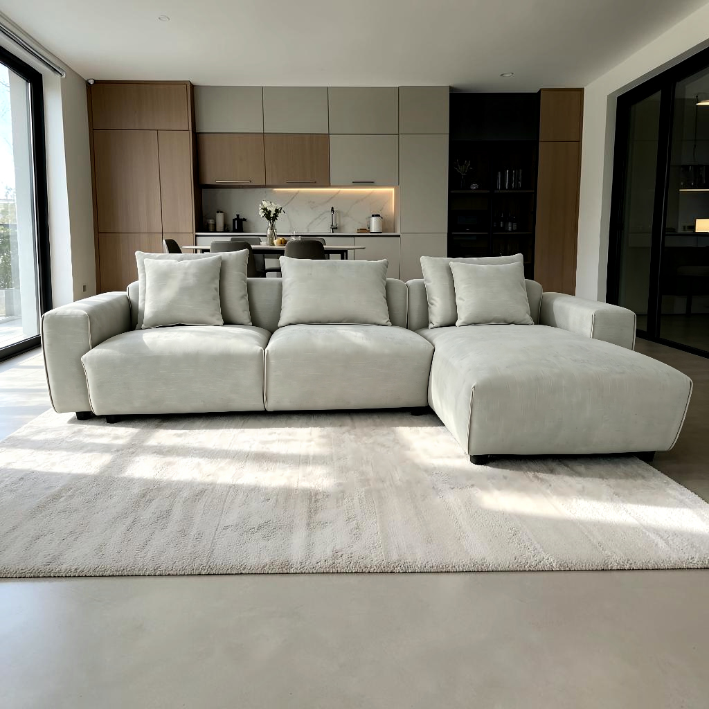 Malibu Beige Fabric Universal L-Shape Corner Sofa