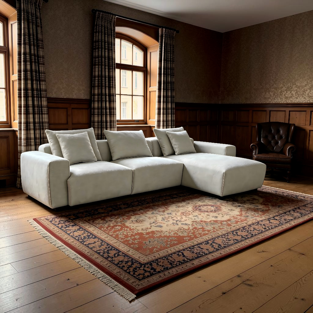 Malibu Beige Fabric Universal L-Shape Corner Sofa