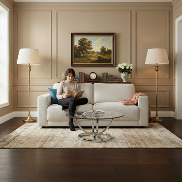 Marlow Beige Fabric 2 Seater Sofa