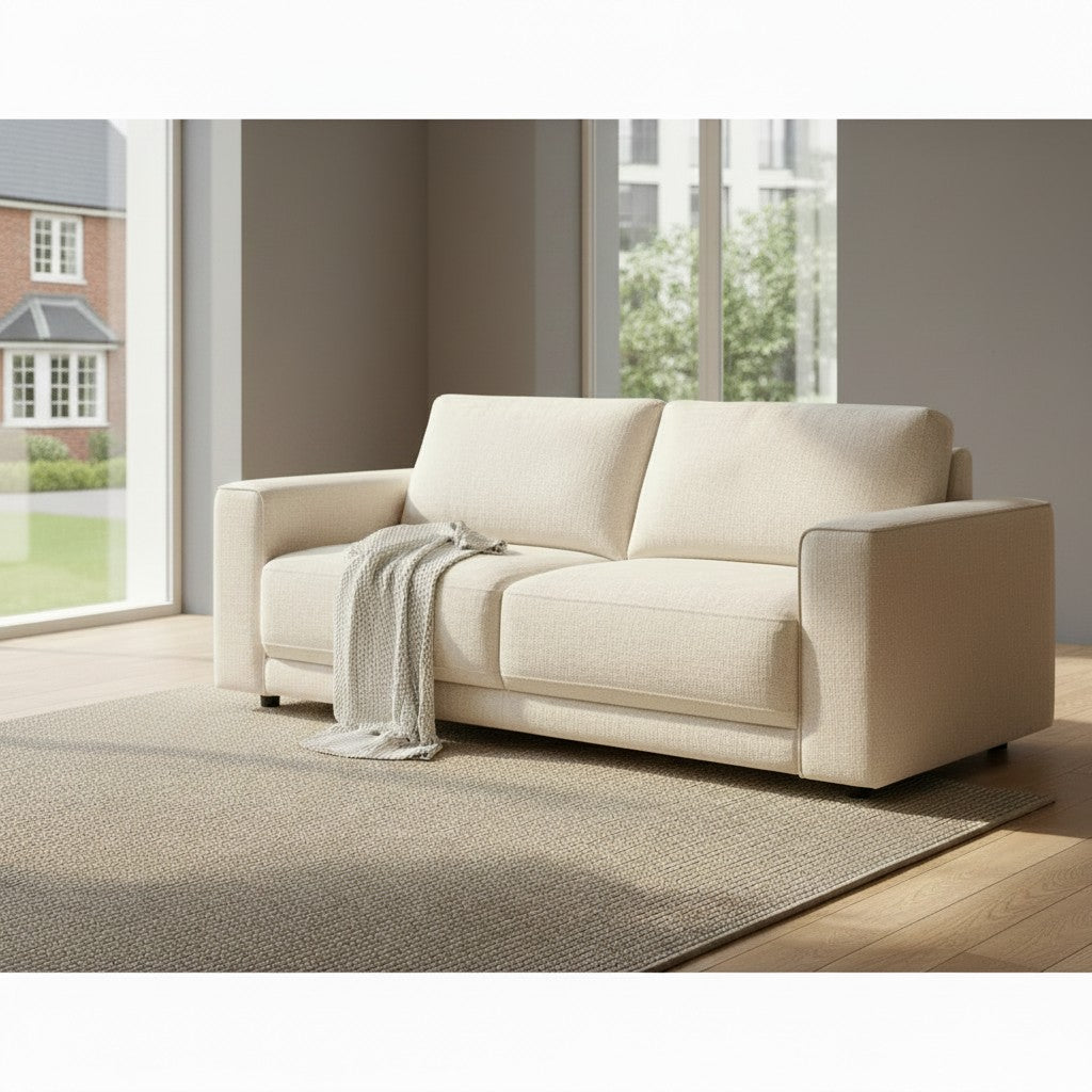 Marlow Beige Fabric 3 Seater Sofa