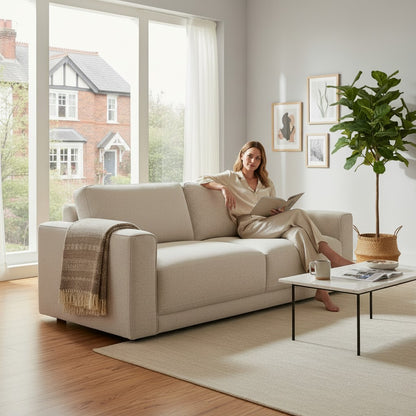 Marlow Beige Fabric 3 Seater Sofa