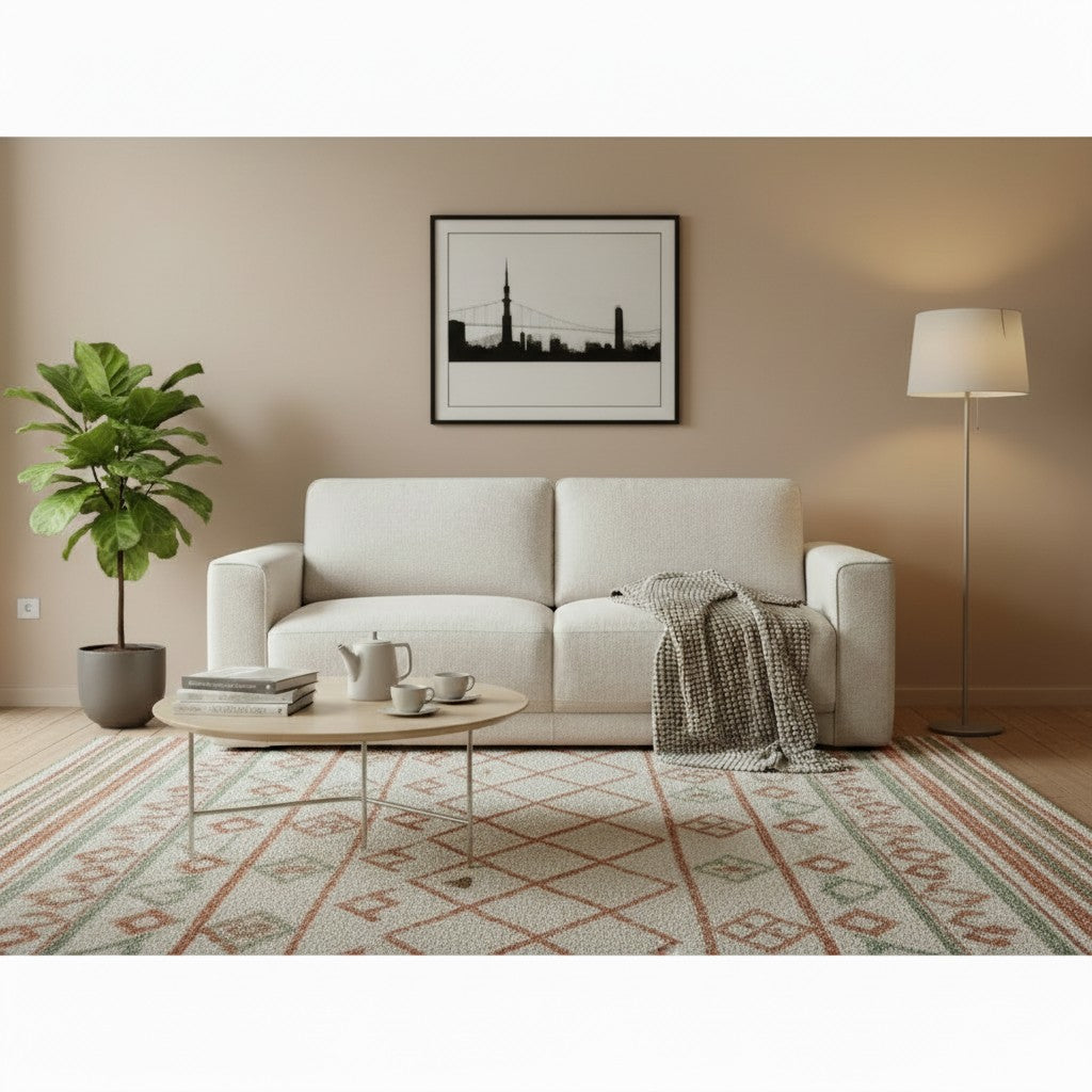 Marlow Beige Fabric 3 Seater Sofa