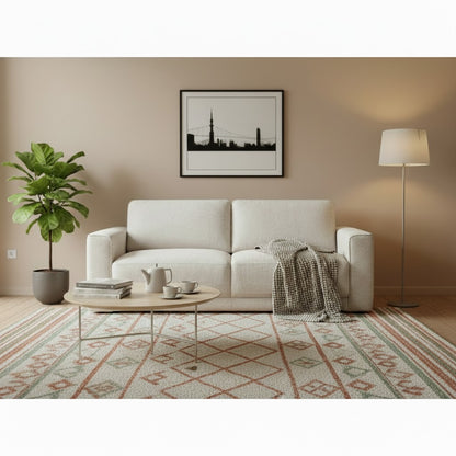 Marlow Beige Fabric 3 Seater Sofa