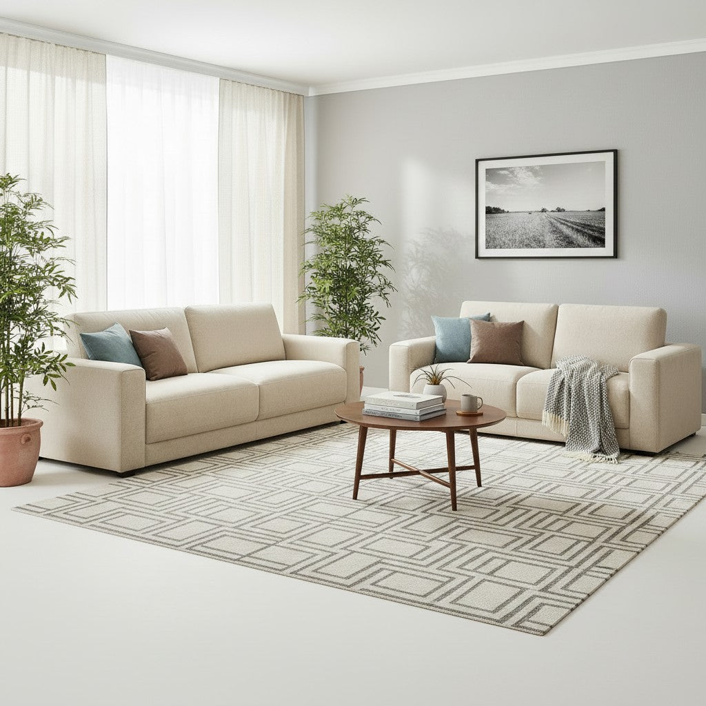 Marlow Beige Fabric 3+2 Sofa Suite